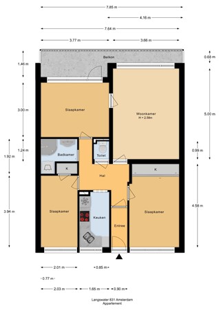 Floorplan - Langswater 831, 1069 EH Amsterdam